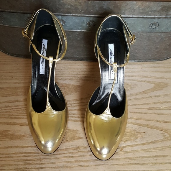 Brian Atwood gold Mary Jane heels - Picture 2 of 5